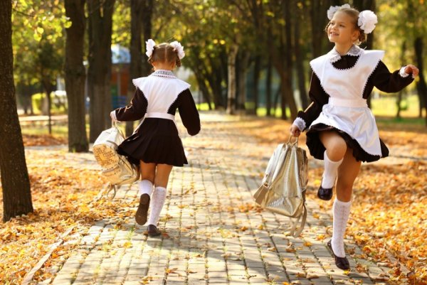 Школьницы идут в школу