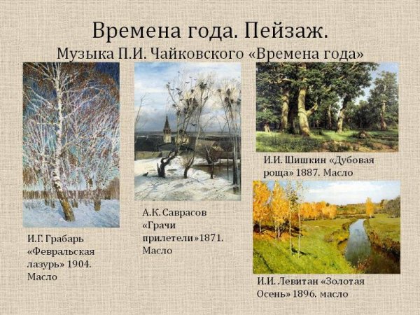 Времена года в Музыке литературе и живописи