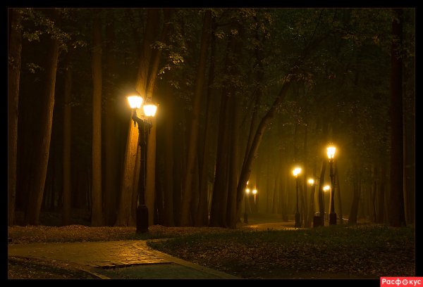 Уличный фонарь ночью