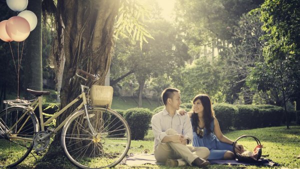 Фотосессия на велосипеде пара