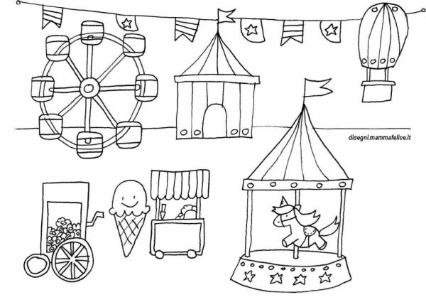 Раскраска парк развлечений для детей