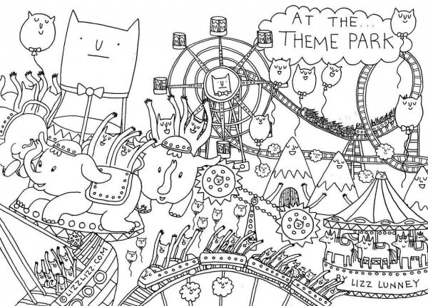 Раскраска парк развлечений для детей