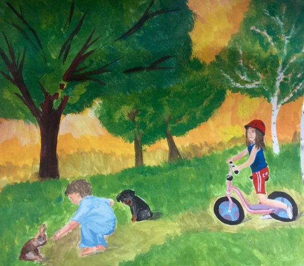 Рисование для детей дети в парке