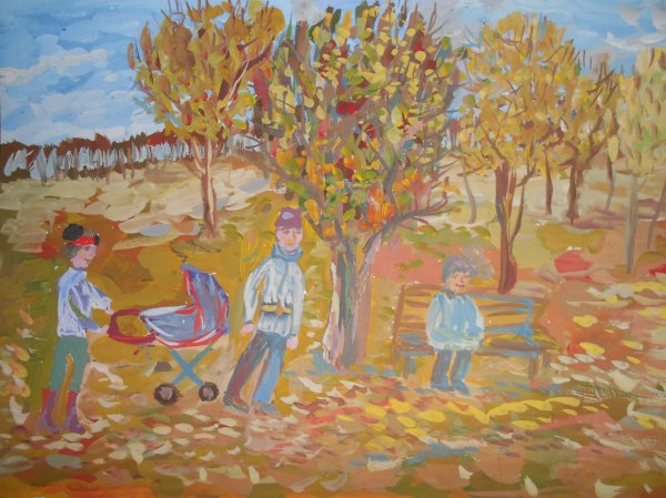 Картина для детей осень в парке