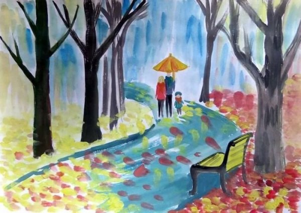 Рисование городского парка