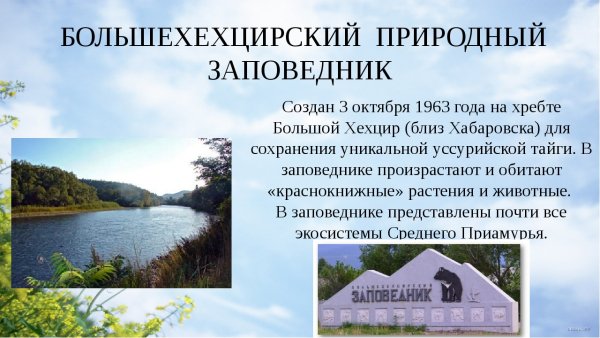 Заповедник России Большехехцирский заповедник