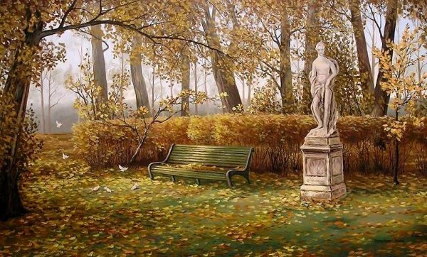 Аллея в парке живопись