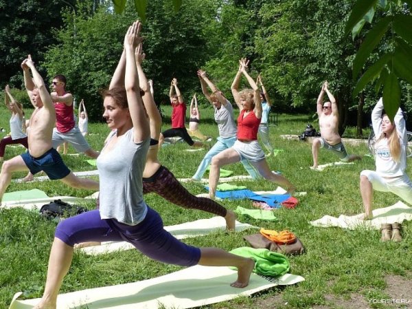 Занятия йогой в парке