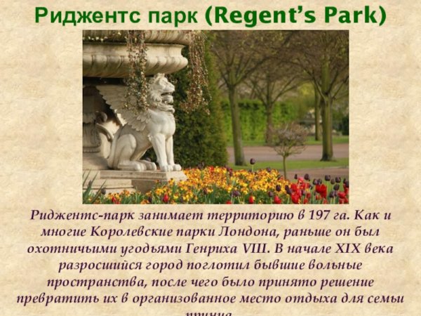 Тема презентации парки