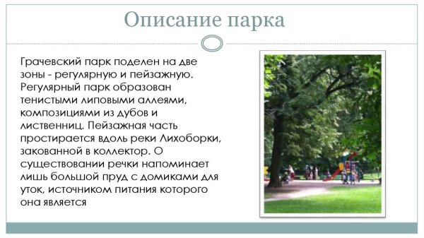 Описание городского парка