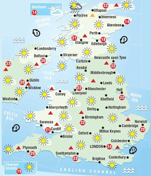 Прогноз погоды на английском языке с картой