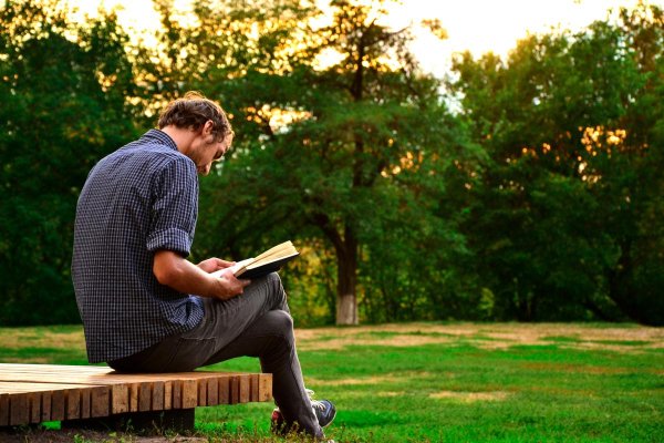 Мужчина читает книгу