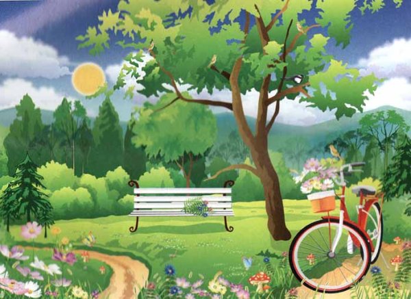 Рисование парк летом