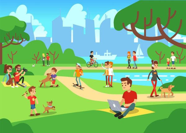 Рисунок отдых в парке