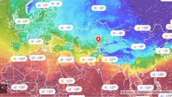 Карта прогноза погоды России