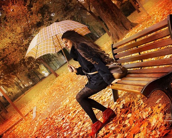 Осень дождь девушка