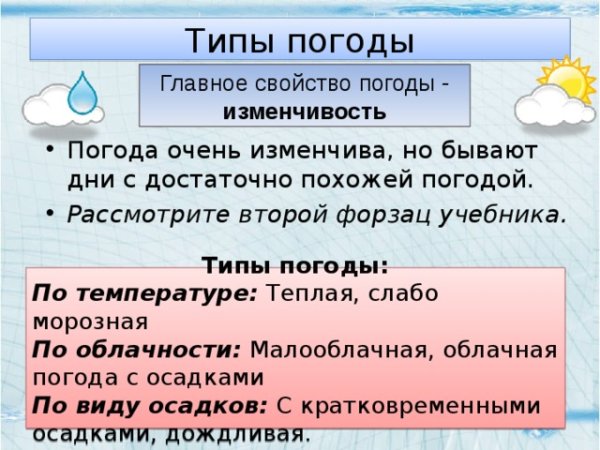 Классификация типов погоды