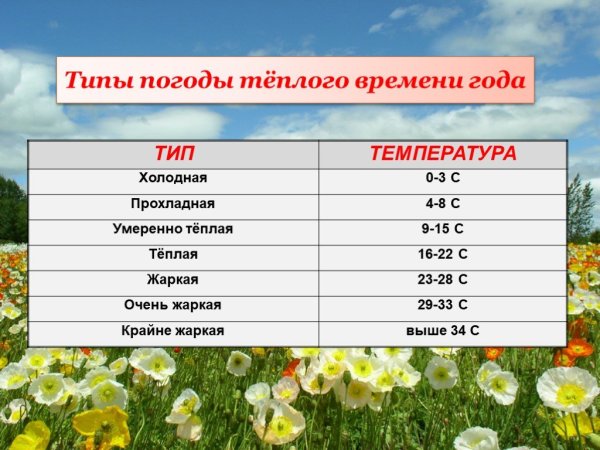 Какие бывают типы погоды