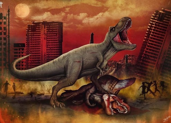 Парк Юрского периода Тираннозавр рекс и Спинозавр