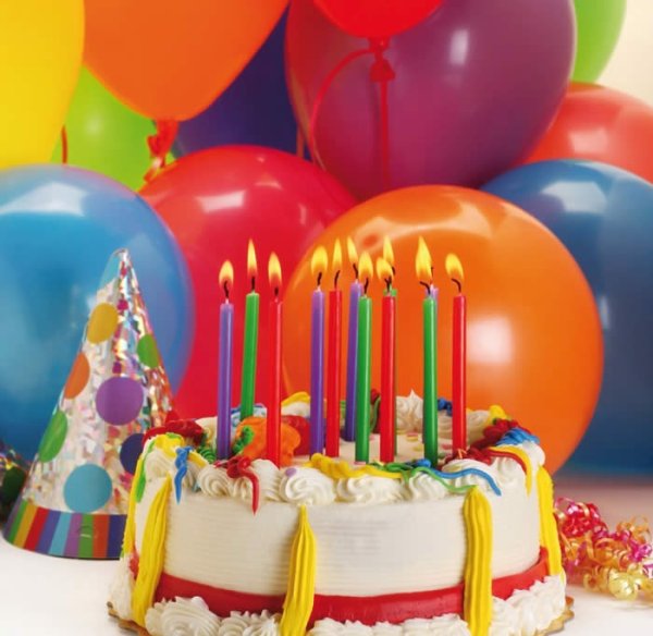 С днём рождения торт и шарики