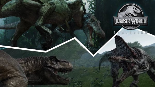 Тираннозавр против Спинозавра парк Юрского периода