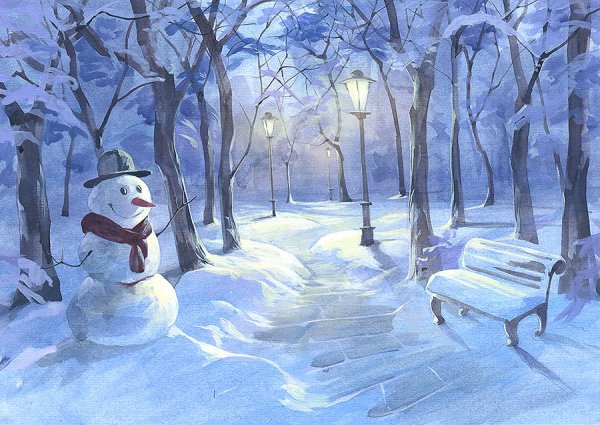 Зимний парк рисунок