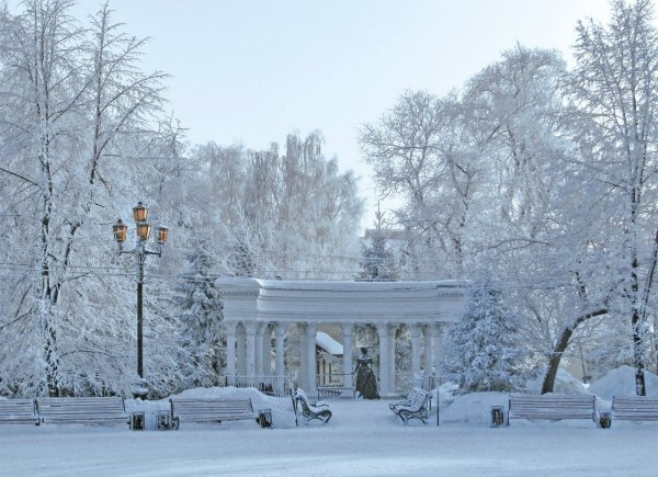 Парк Пушкина Челябинск зимой