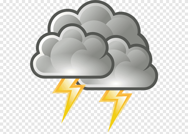 Туча с молнией на прозрачном фоне
