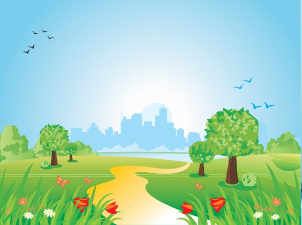 Летний парк мультяшный