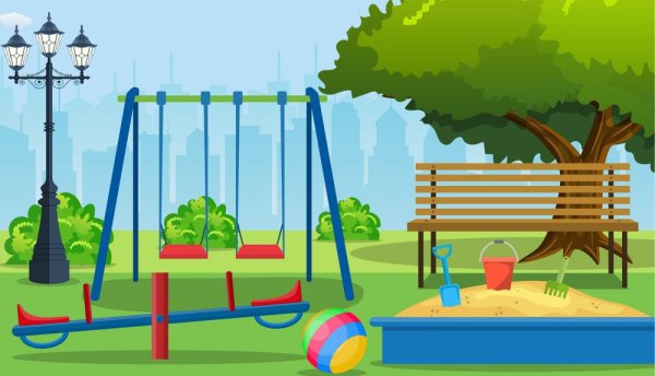 Фон двора с детской площадкой