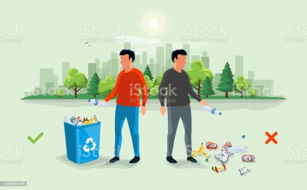 Человек выкидывает мусор