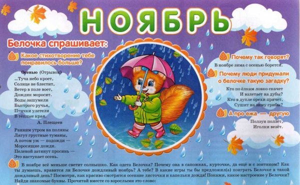 Календарь природы ноябрь в детском саду