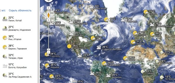 Карта облачности