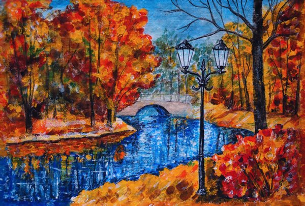 Рисование осенний парк