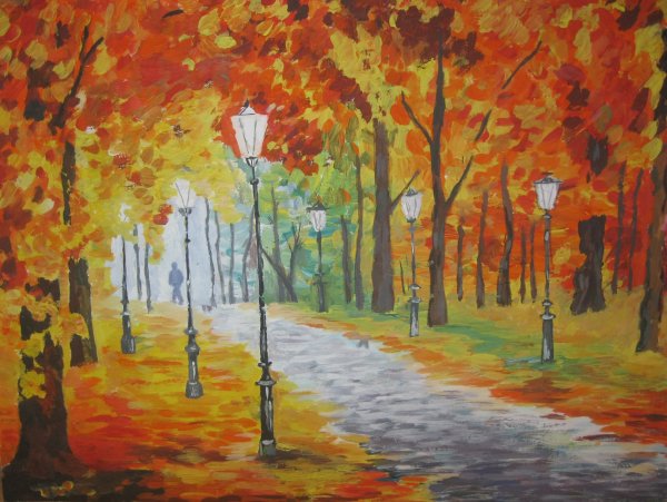 Осенний пейзаж карандашом