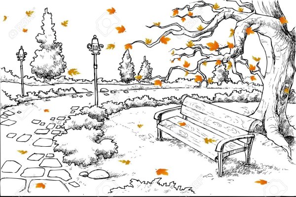 Осенний пейзаж карандашом