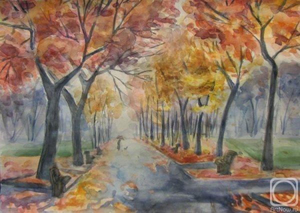 Рисование парк осенью