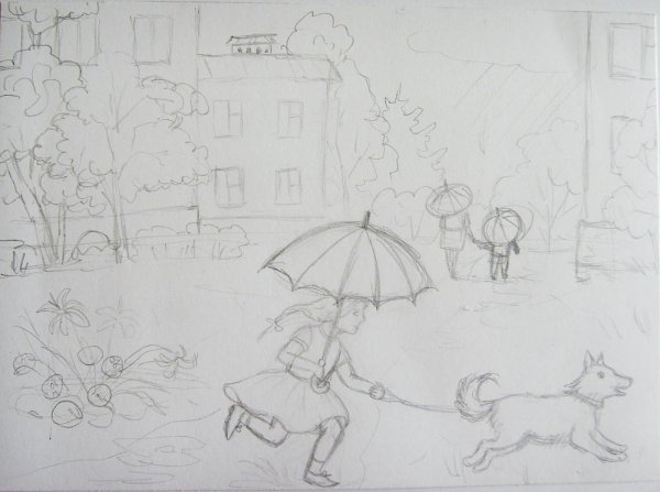 Осенние зарисовки карандашом