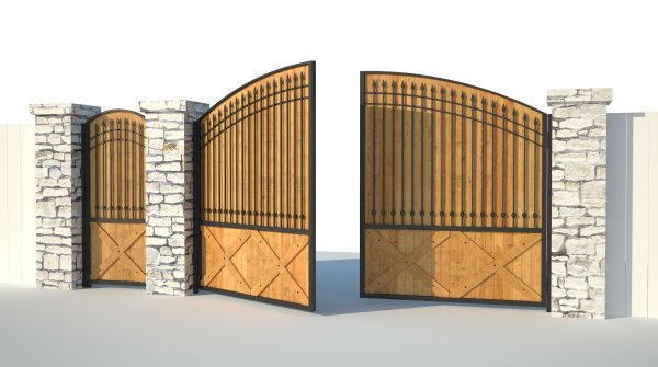 Ворота распашные с калиткой 3d 6400х2550мм