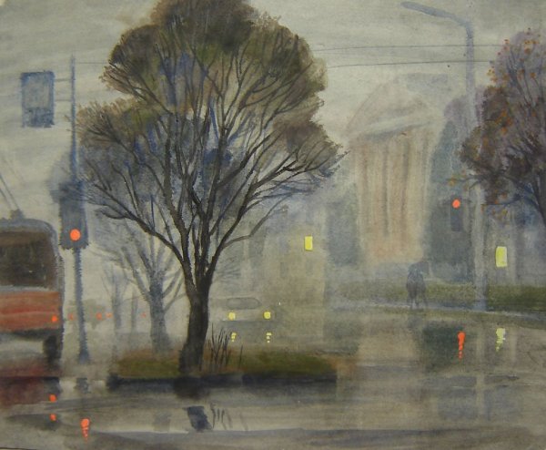 Пасмурный осенний день в городе