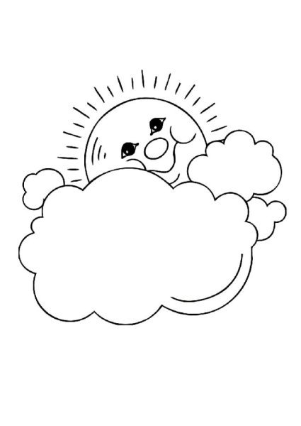 Солнце и тучка раскраска