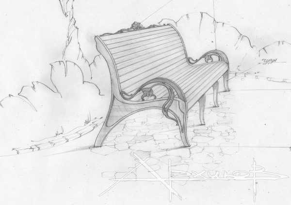 Лавочка рисунок карандашом