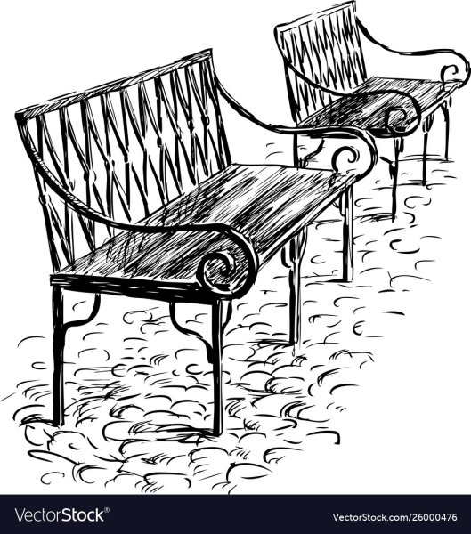 Лавочка в перспективе