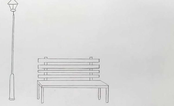 Скамейка карандашом