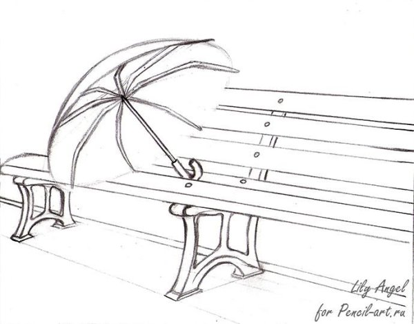 Скамейка рисунок карандашом