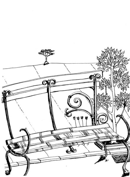 Эскиз скамейки в парке