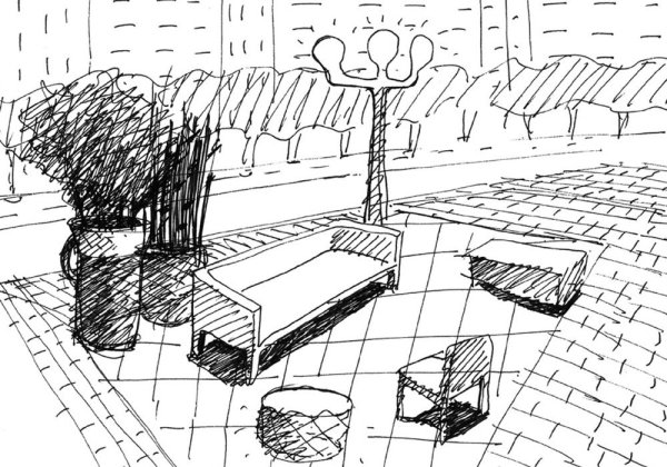 Проект пешеходной зоны с городской мебелью