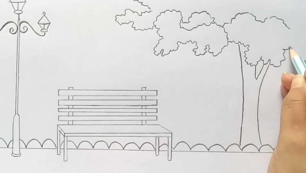 Парк поэтапное рисование