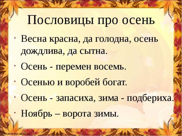 Пословицы и поговорки про осень