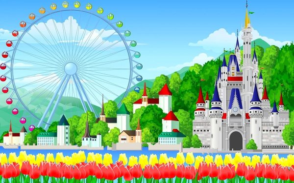 Фон парк аттракционов для детей